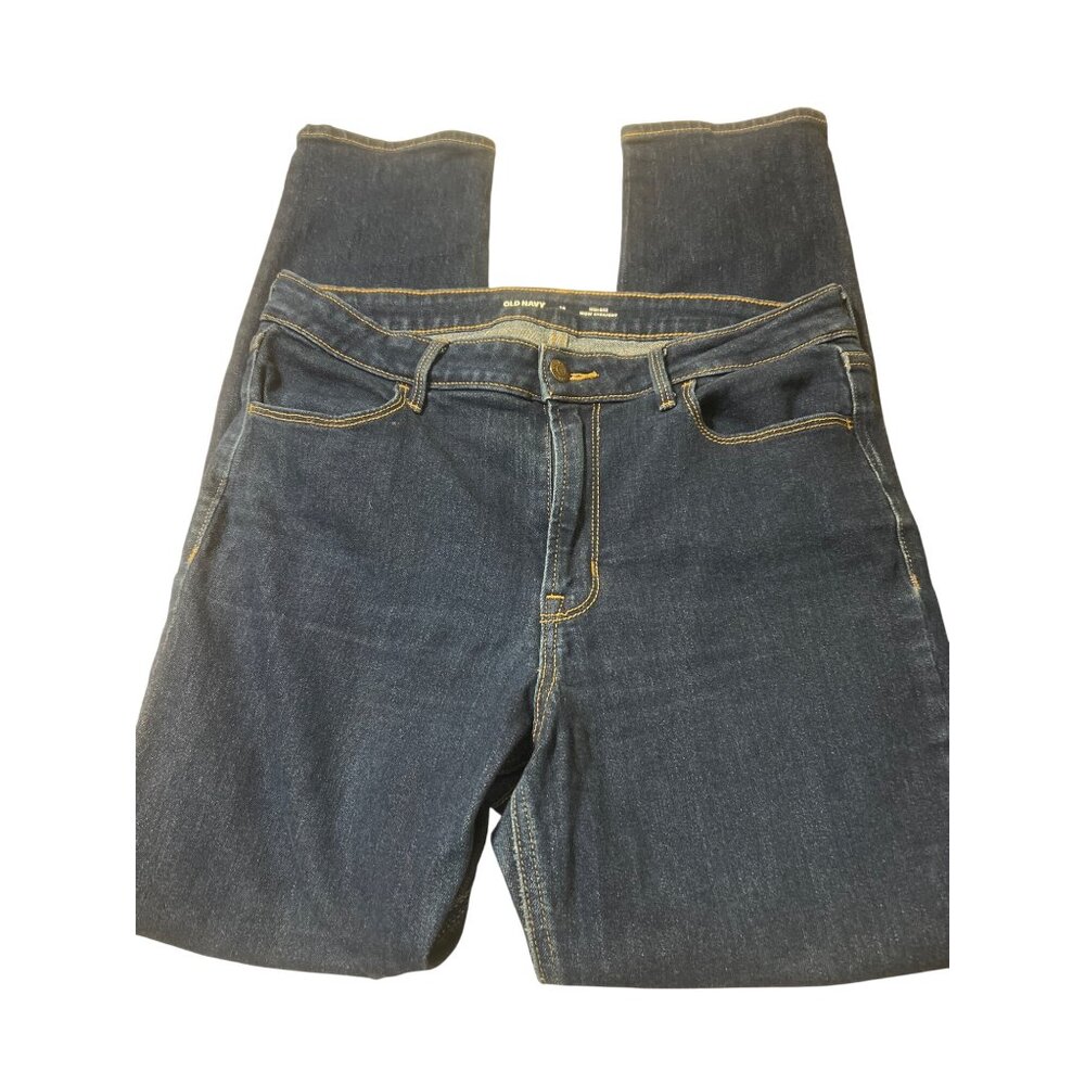 Old Navy High Rise Wow Straight Jeans Blue Denim Comfortable Stylish Size 12